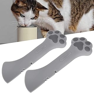2pcs Pet Can Opener, Pet Food Can Spoon Cat Paw Can Opener Can Cover, Multifunction Wear‑Resistant Pet Can Pet Spoon Cat for Can Opener(Gray)