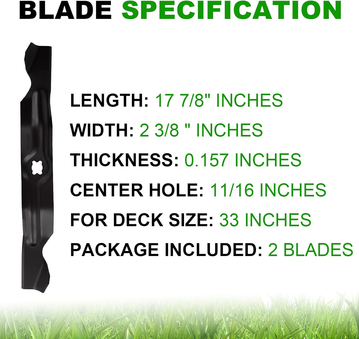 Aeagle High Lift Blade 33 inch Deck for MTD Cub Cadet Troy Bilt Walk Behind 742-04154 942-04154A 742-04154A 942-04154 CC760 CC760ES CC800 TBWC33XP 12A-764M799 2 Pack