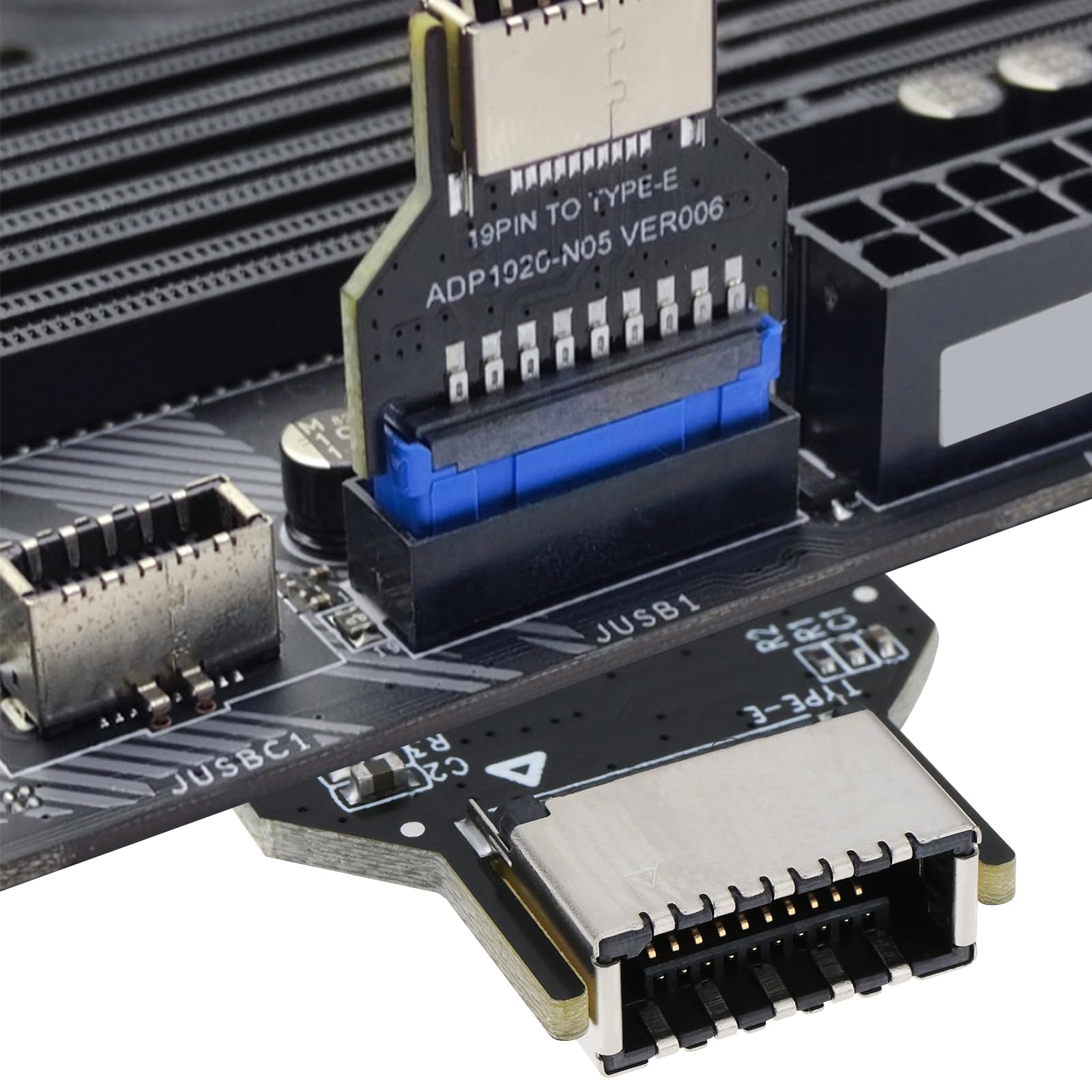 Adapter 180 stopni USB 3.0 19-pinowy wewnętrzny nagłówek do USB 3.1/3.2 typu C 20-pinowy adapter przedłużający do portu panelu przedniego typu E do komputerów PC