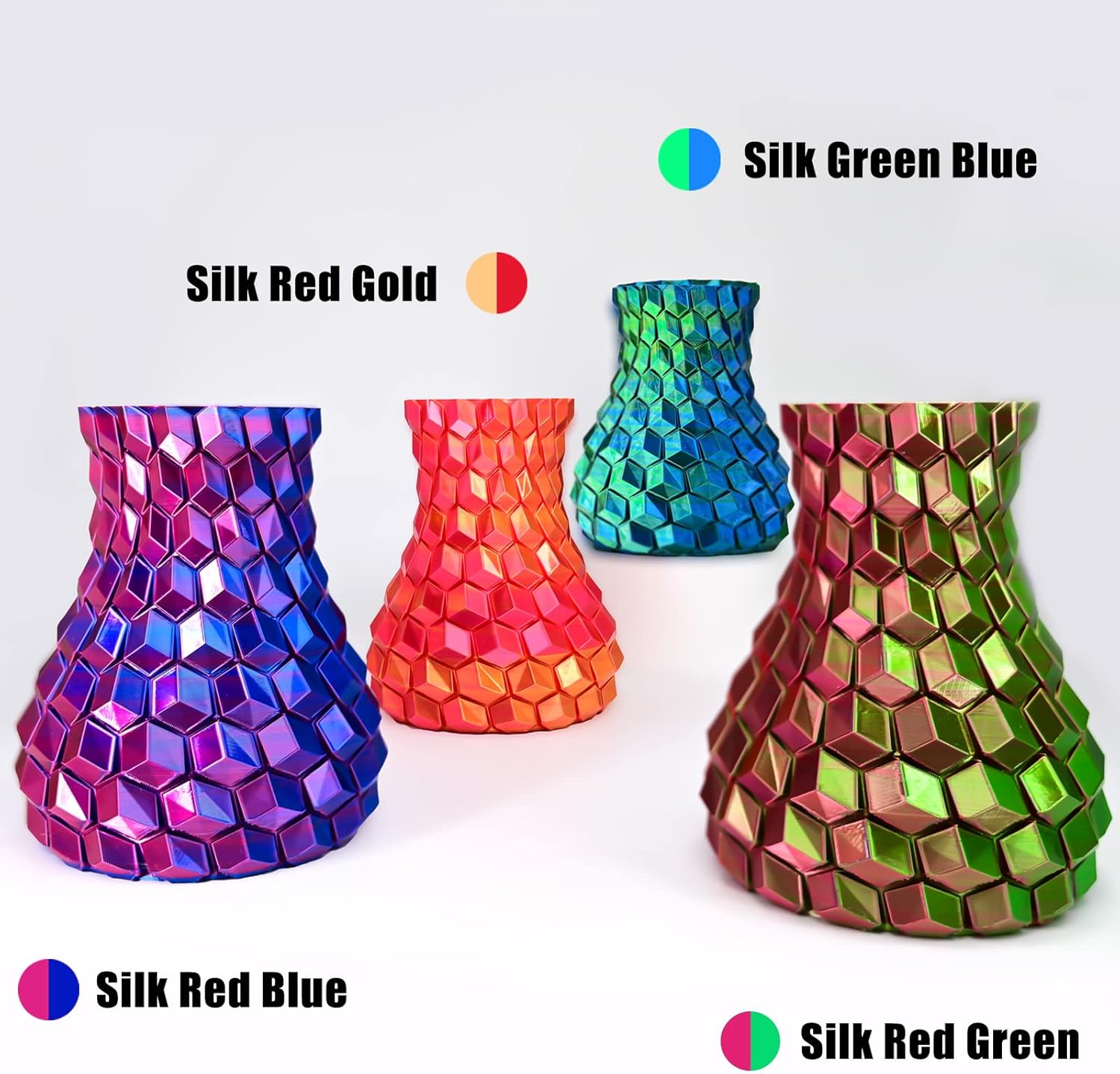 3D Printer Filament PLA, Rainbow PLA Filament 1.75mm +/-0.02mm, Silk PLA Dual Color Filament, 2 in 1 Coextrusion 3D Filament Bundle 200g x 4 Spools