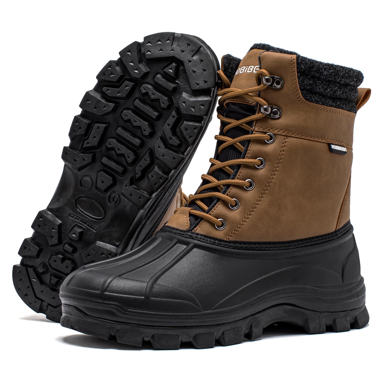 Men's Waterproof Snow Boots - Mid-Calf Fur Lined Insulated Winter Boots For Outdoor & Ski