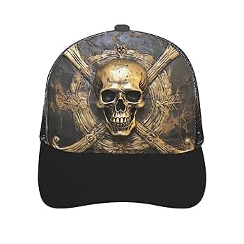 ZJCDPBR Trucker Hat Men Women,Skull Metal Pirate Printed