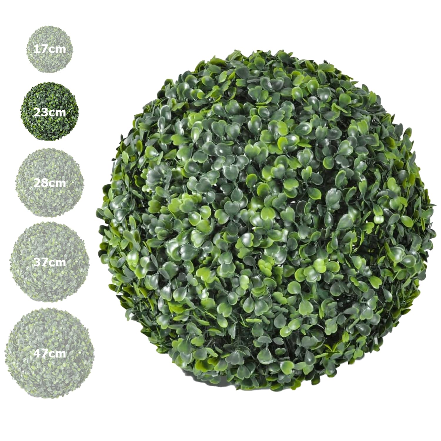 Bola de Césped Artificial, Bola de topiario de boj, Bola de Planta de plástico Verde con 5 tamaños para Espacios Interiores, jardín, decoración de Bodas y decoración del hogar (23CM)