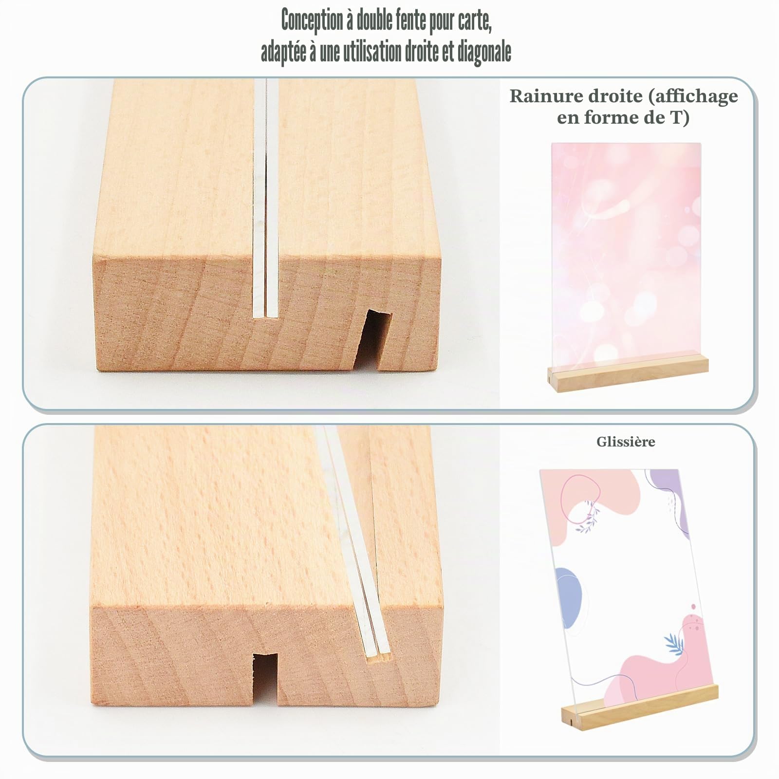 Lot de 6 présentoirs de table A5 réutilisables en acrylique A5 pour mariage, restaurant, affiches, 22 x 15 cm