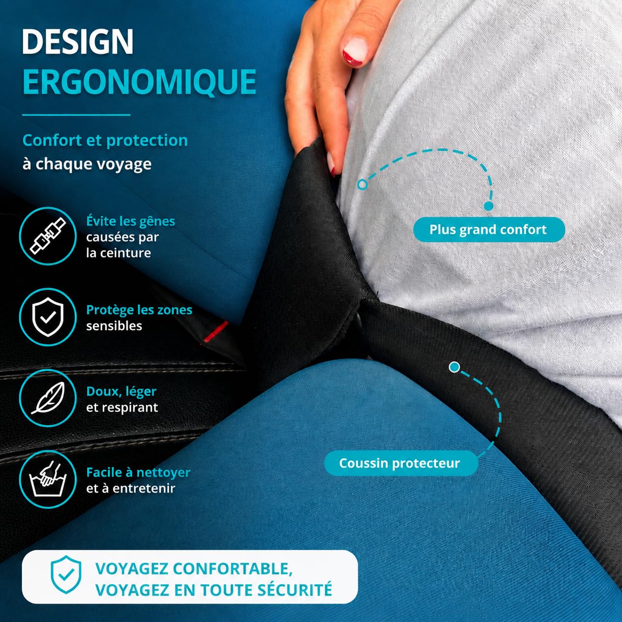Ceinture grossesse voiture – Adaptateur ceinture femme enceinte | Sécurité bébé & confort | Facile à installer | Universel | Babysafe