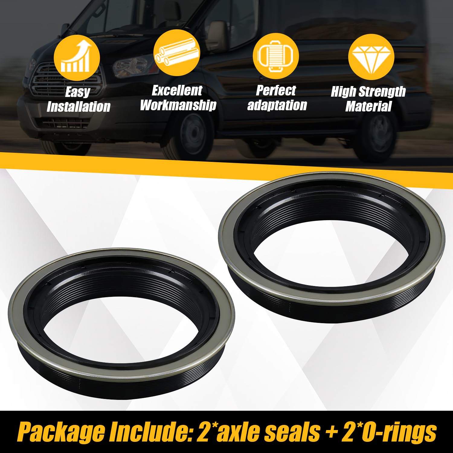 COOL STAR 370247A Rear Axle Seal and O-Ring Kit Compatible with Ford F250 F350 1999-20224 Transit 150 250 350 2015-2019 Excursion 2000-2005 Replaces 2C3Z-1177-AA E5TZ-4A331-A
