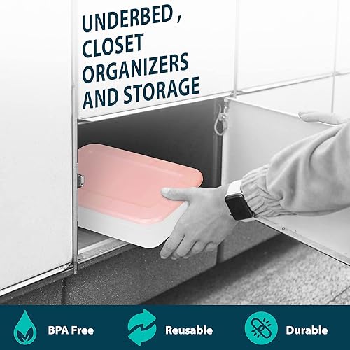 Miniatura 4 de DecorRack 9 contenedores de almacenamiento de plástico transparente, cajas de zapatos de 6 cuartos de galón, apilables, caja de almacenamiento de