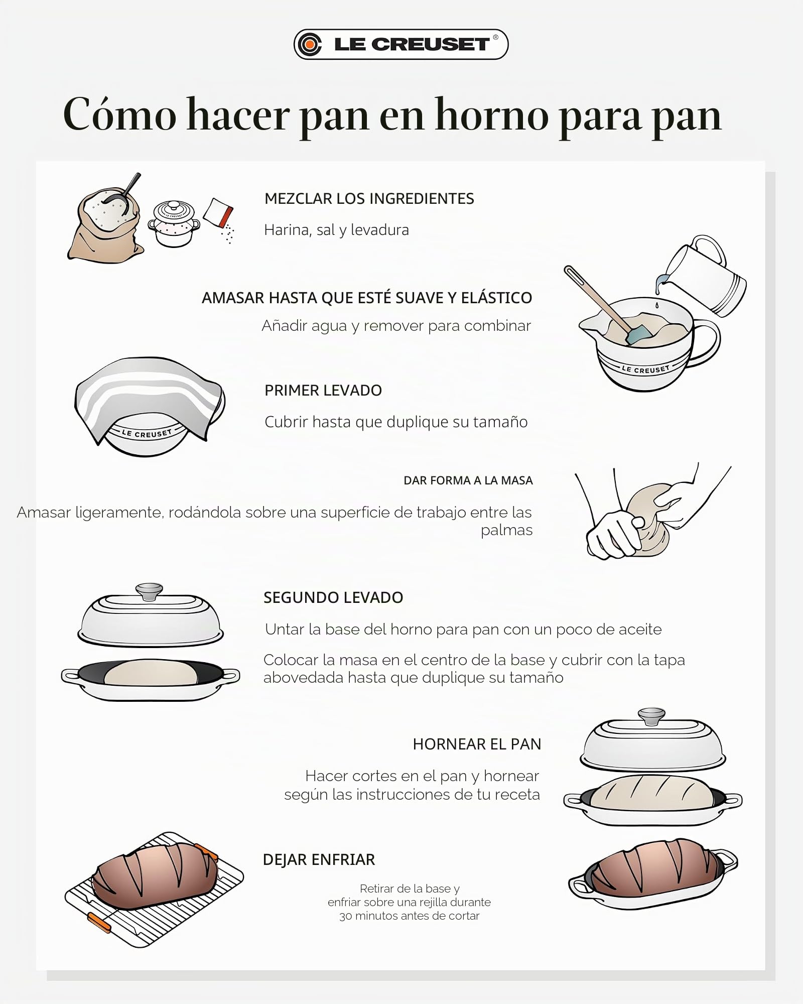 Le Creuset Horno para pan de hierro fundido Signature, 24 cm, Sea Salt