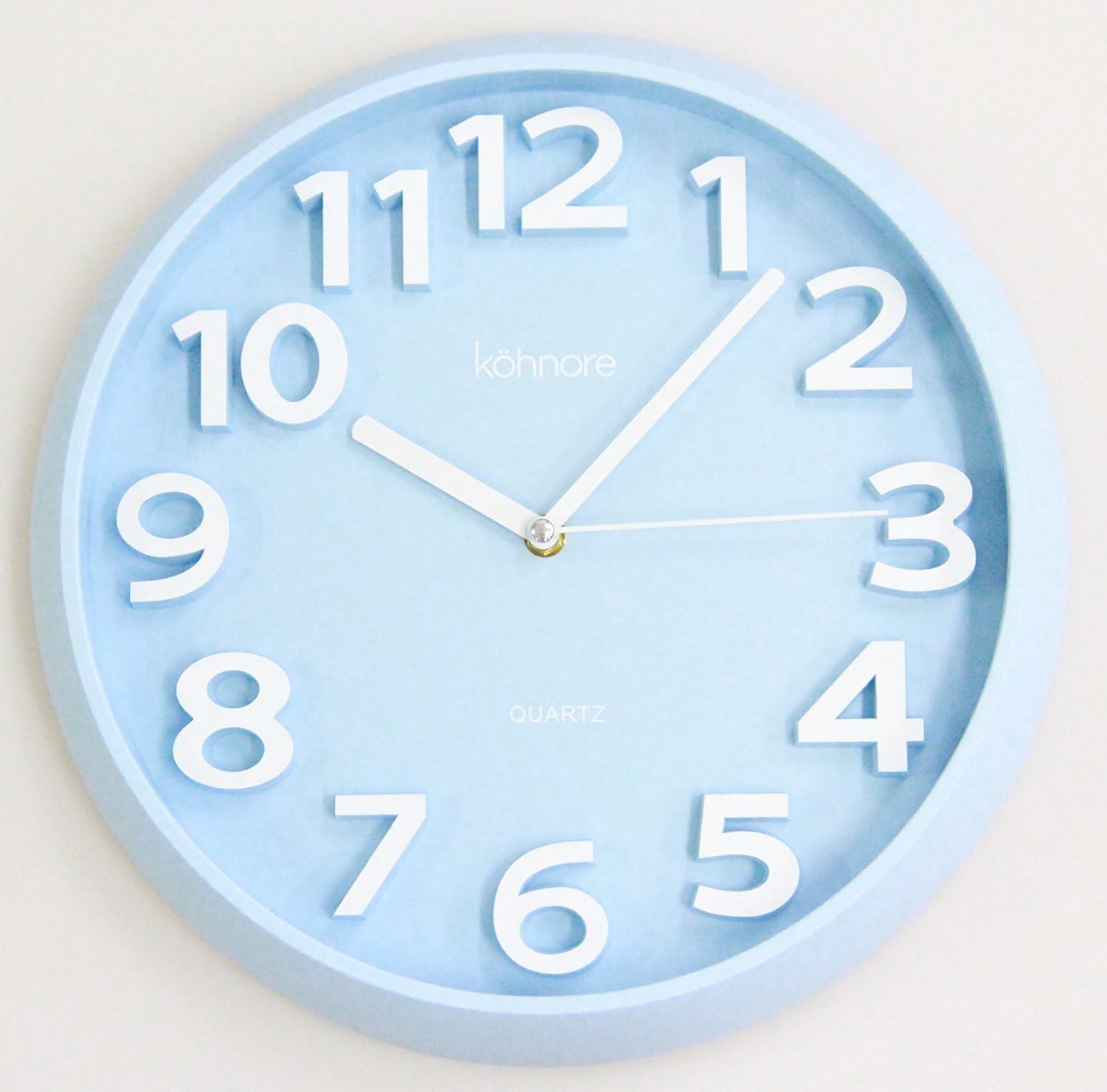 3D Modern Contemporary Quiet Wall Clock - 13-inch Round Blue