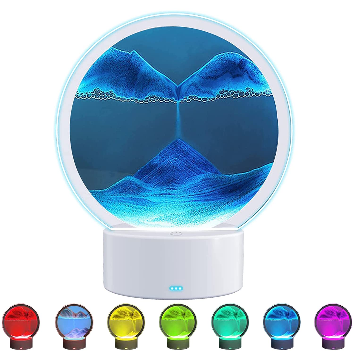 3D Moving Sand Art Desk Lamp,Flowing Sand Art Ornament,RGB Color Changing and Touch Control Sand Painting Liquid Desk Lamp for Home Desktop Office Decor — image 1