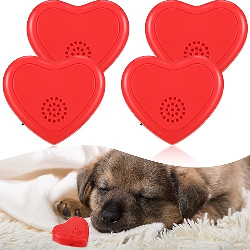 Wettarn 4 piezas de repuesto de latidos cardíacos en forma de corazón, simulador de latidos cardíacos de cachorro rojo para gato, gatito, perro,