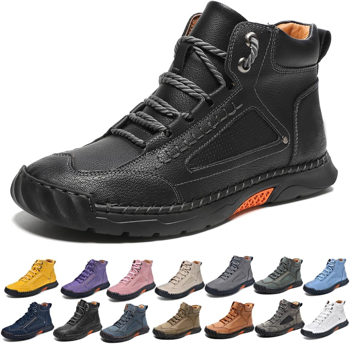 Mens Work Boots, Waterproof Leather Barefoot Boots, Comfort Lightweight Handmade Leather Outdoor Boots