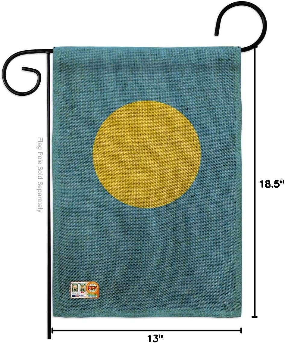 Palau Burlap Garden Flag Nationality Nation International World Country Particular Area Small Decorative Gift Yard House Banner Double-Sided Made In USA 13 X 18.5