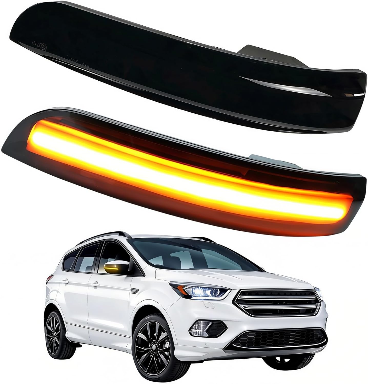 LED Sequential Side Mirror Turn Signal Lights Replacement for 2012-2018 Ford Focus ST SE RS MK3,13-18 Escape Kuga Ecosport,2013-2017 C-Max Door Rearview Mirror Light Side Marker Blinker