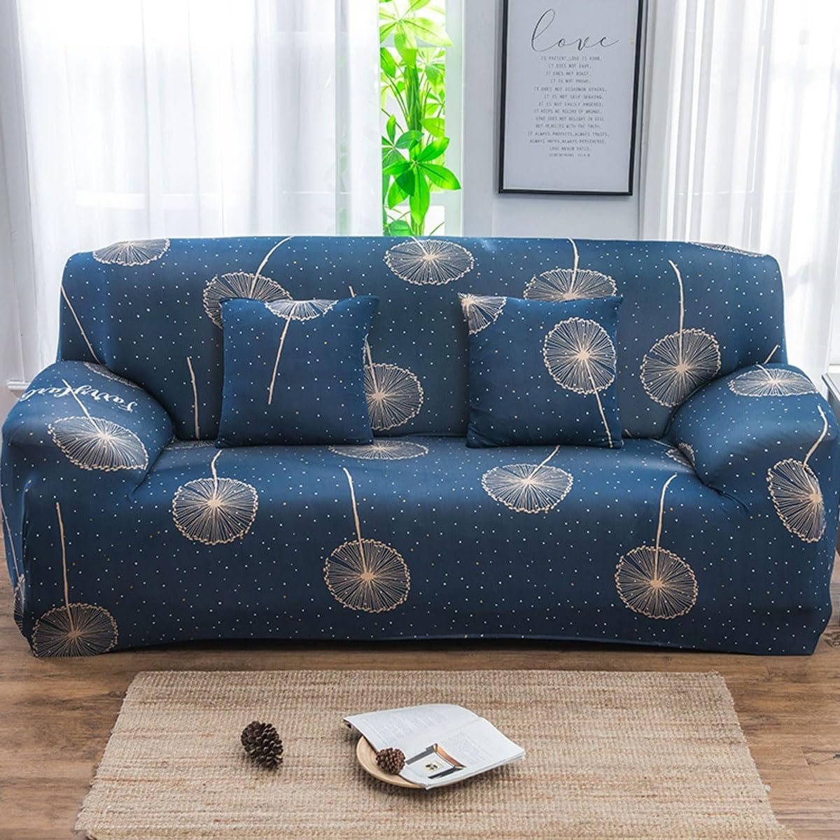 Snqzo Sofa Slipcover Super Soft Sofa Slipcover Sofa Cover 1/2/3/4 Seater High Stretch Sofa Couch Covers Printed Pattern Sofa Covers All-inclusive Sofa Slipcover Wash(Size:3 Seater(190-230cm),Color:M)