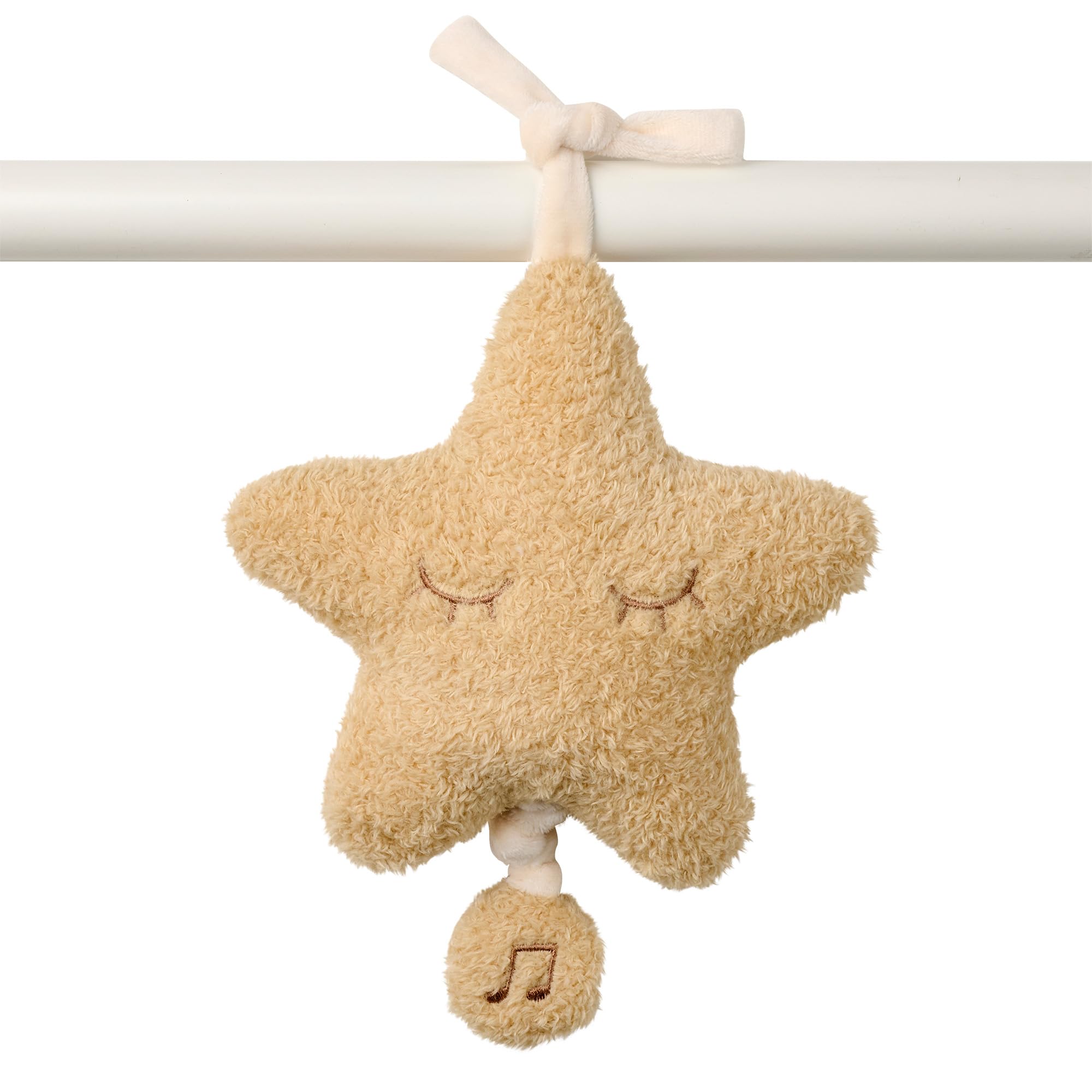 Nattou Musical Cuddly, Built-In Music Box, No Batteries Needed, Relaxing La-Le-Lu Melody, Huggable Sleep Soother, Activity Hanging Toy for Cot/Pram/Car Seat, Hand Washable, 20 cm, Honey Star