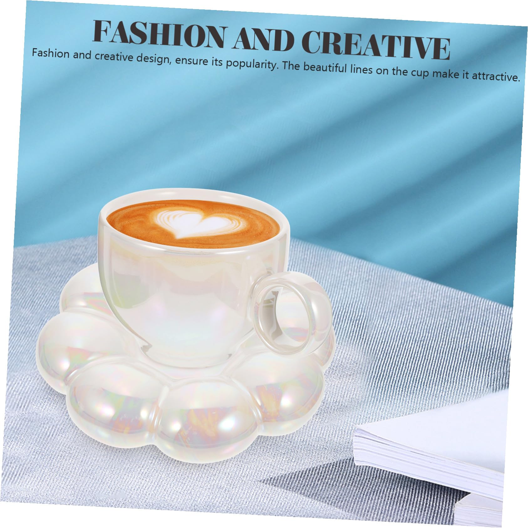 VANZACK Juego de Tazas de Café de Cerámica de 200ml con Platillo, Diseño Delicado y Base Plana, Adecuado para Café y Té en Casa o Obsequio Especial