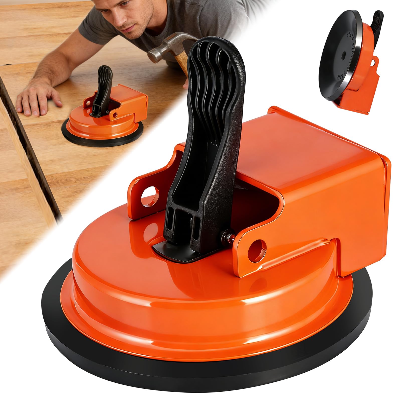 Floor Gap Fixer Tool, Laminate Flooring Tools,Heavy-Duty Repair kit for Wood and Vinyl Planks, Carbon Steel Floor Suction Cup Tool with Rubber Pad, Adjustable Height Setter Close Unsightly Seams