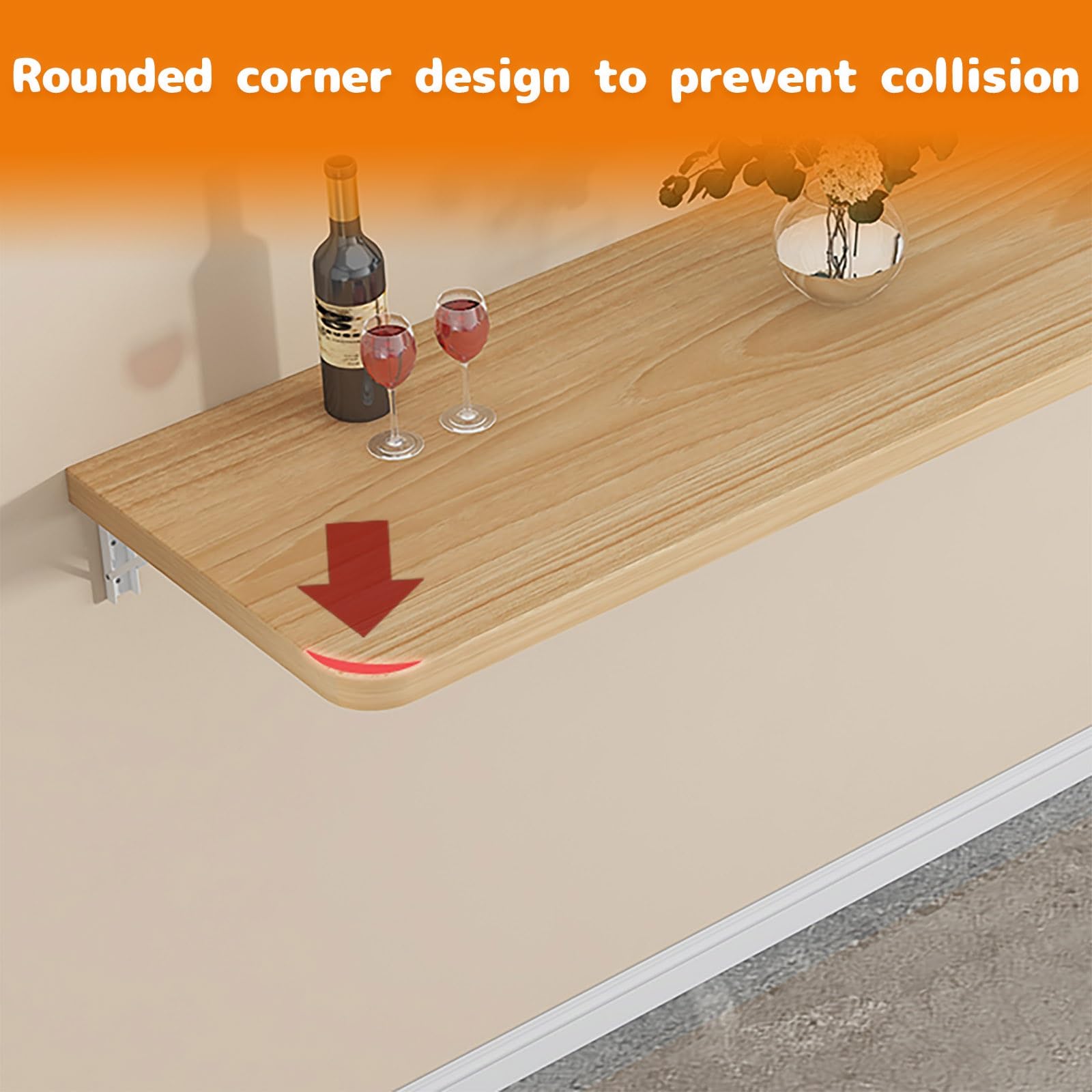 Klapptisch Wand Wandklapptisch Massivholzmaterial Esstisch KüChentisch FüR Die Wand Bartisch Stehtisch Wandtisch Tisch Klappbar Zur Wandmontage Platz Sparen (80x40cm)