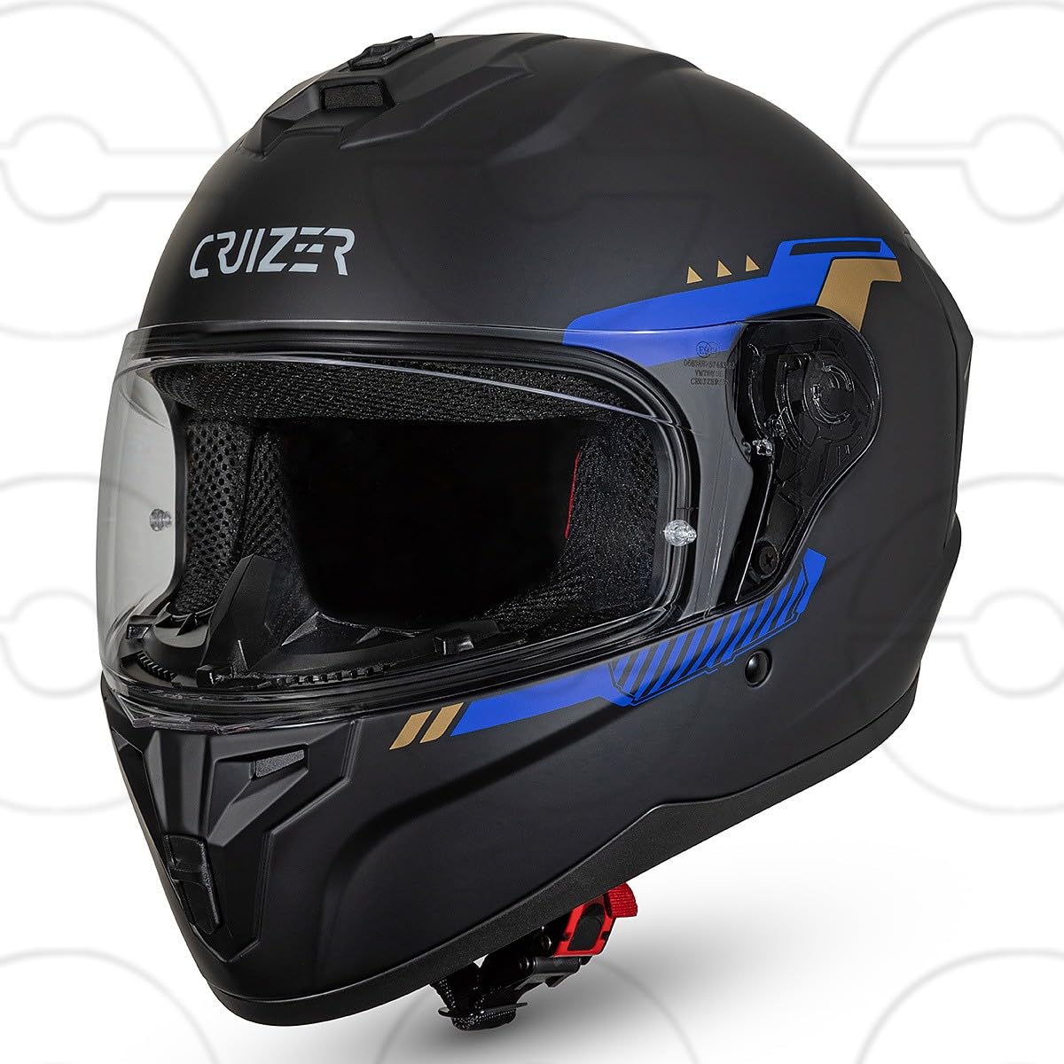 CRUIZER Casco Integrale moto Omologato visiera singola Trasparente + specchiata BLUE