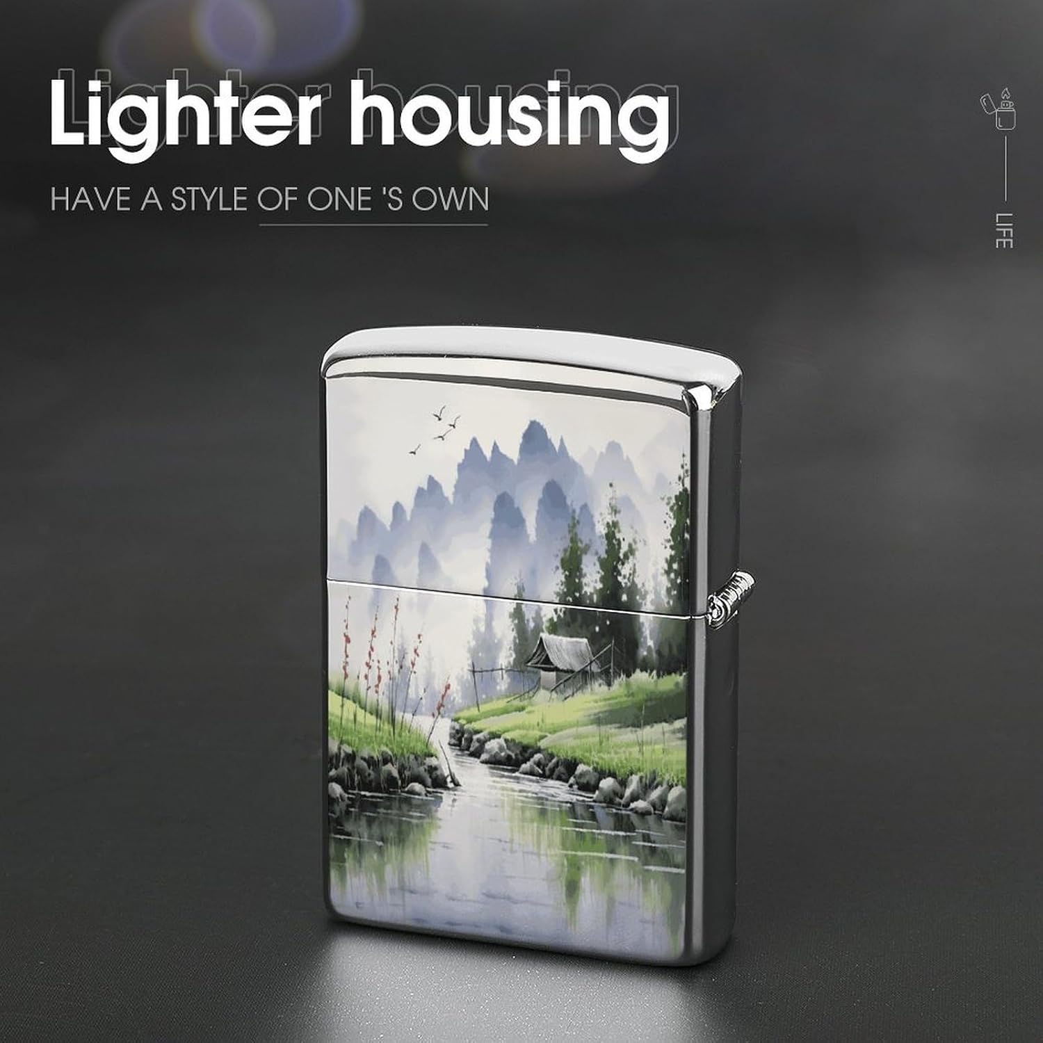 Landscape Painting Lighter Case Cover Holder Lighter Sleeve