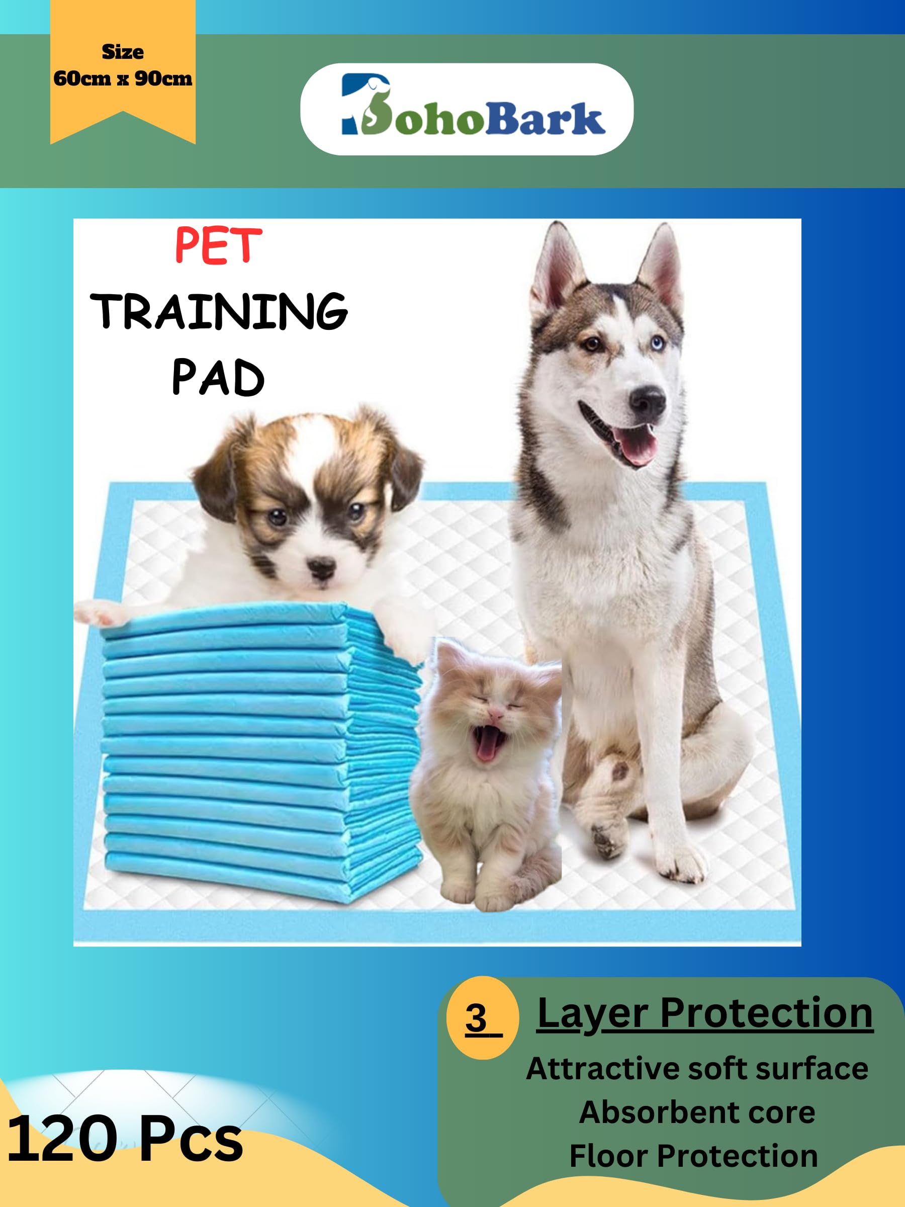 BohoBark Disposable Pet Training Pads 60x90 cms Large Puppy Pee and Quick Drying Surface & Absorbent Core, Suitable for Small/Medium/Large Breed Pets, Dogs, Cats - , 100 Pieces (Pack of 10) (B0CFH8LXJC) Amazon Price History, Amazon Price Tracker
