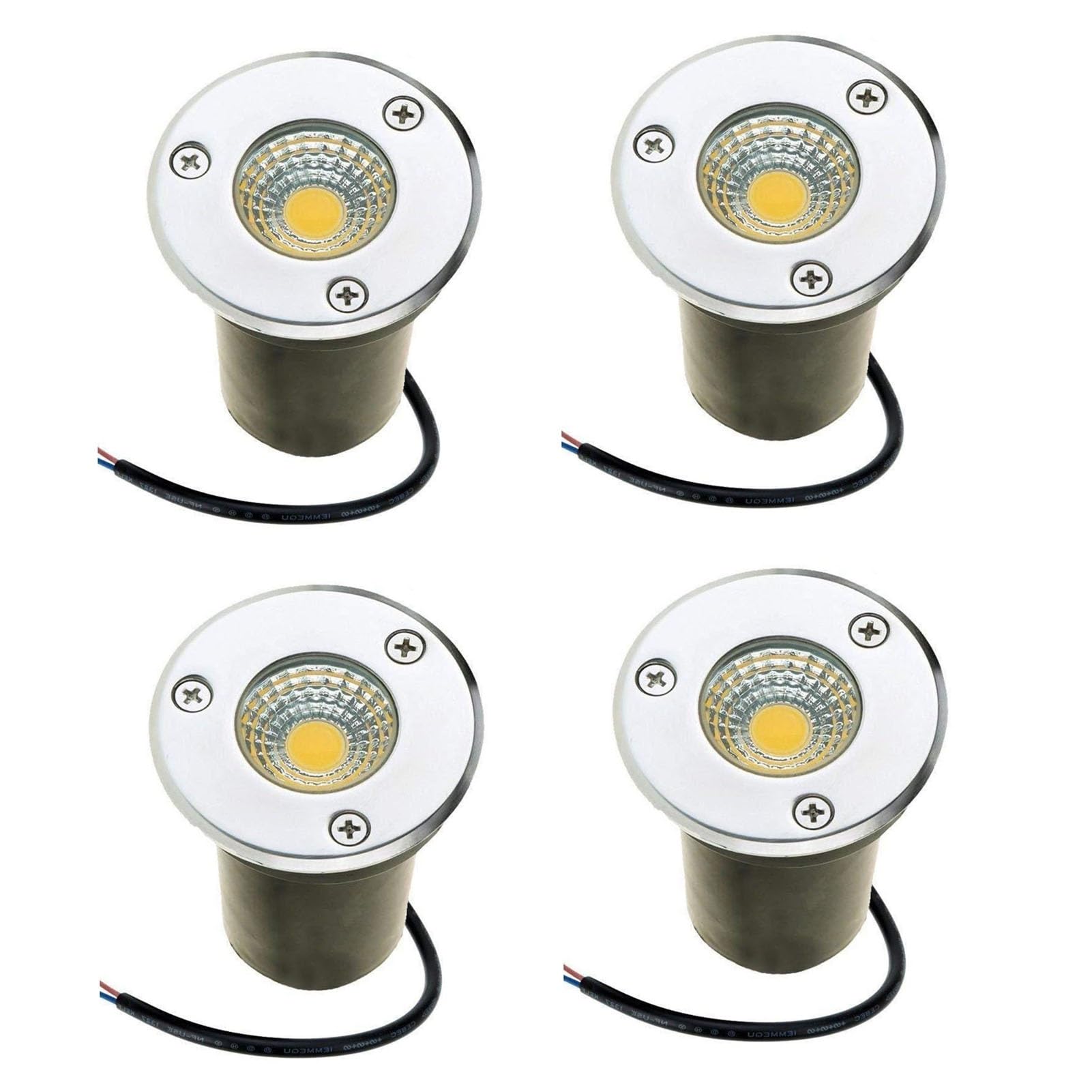 QICBYING 4 Pack Landscape Lamp - Underground Light LED, IP67 Waterproof Low Voltage Recessed Spot Light, 3W Outdoor Buried Lights, For Driveway, Deck, Step, Garden Lighting(White,3w(AC85-265V))