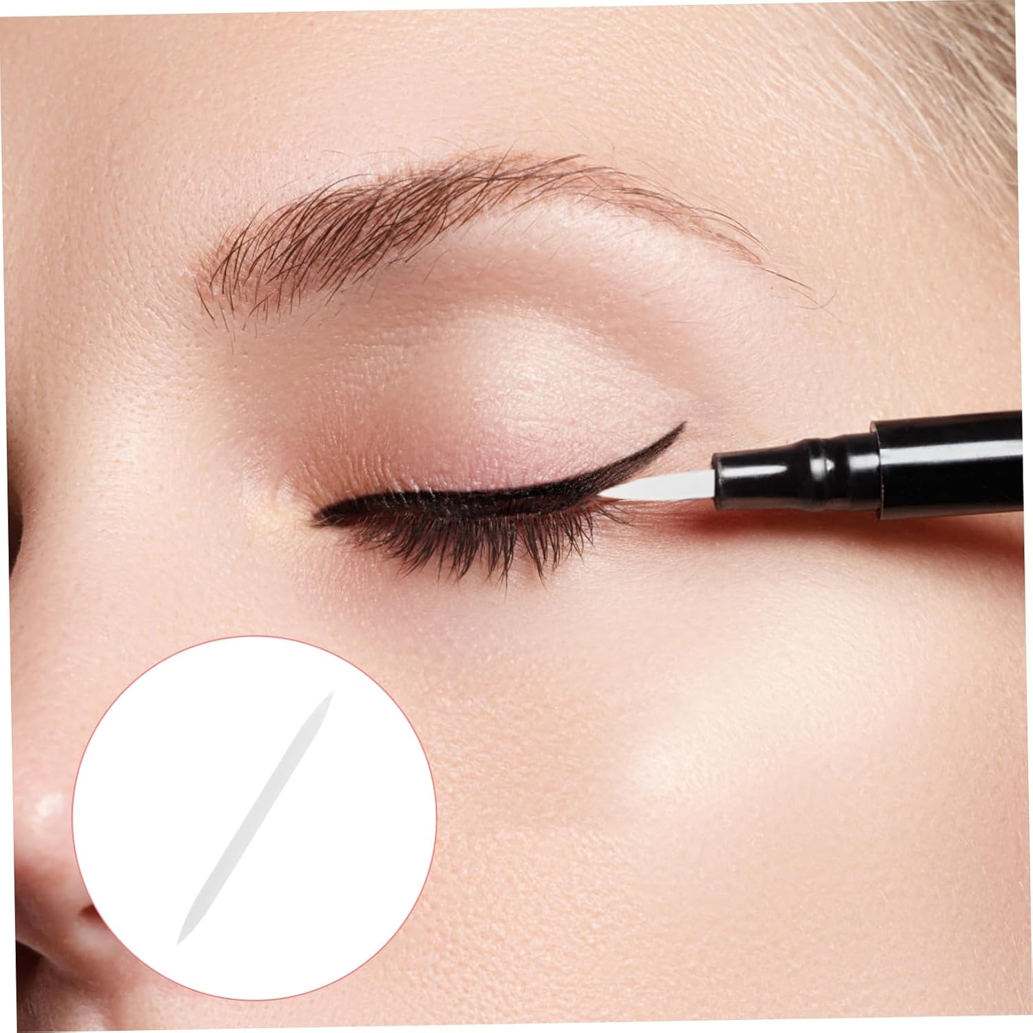 FRCOLOR 50pcs Silicone Eyeliner Brush Replacement Heads Soft Tips for Precise Eye Makeup Versatile Applicator