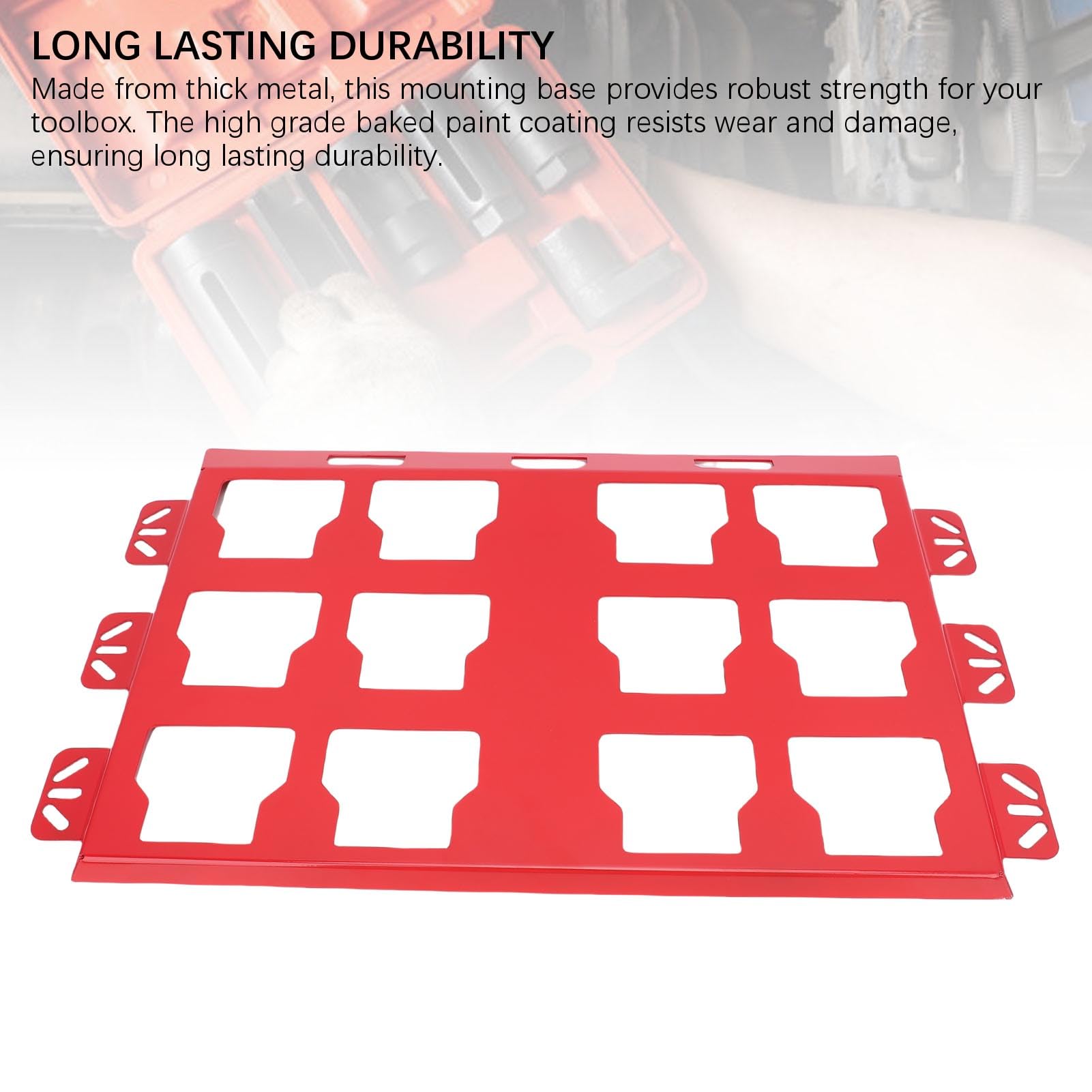 Generic Generic Caja de Herramientas para Montaje en Pared, Placa de Montaje, Base Metálica Robusta para Paquete, Organiza Herramientas de Forma Segura en el Espacio de Trabajo (rojo) (rojo)