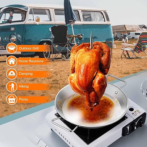 Miniatura 6 de Parrilla de brocheta vertical, acero inoxidable con 2 cepillos y 3 tamaños de brocheta extraíbles (8 pulgadas, 10 pulgadas y 12 pulgadas) para