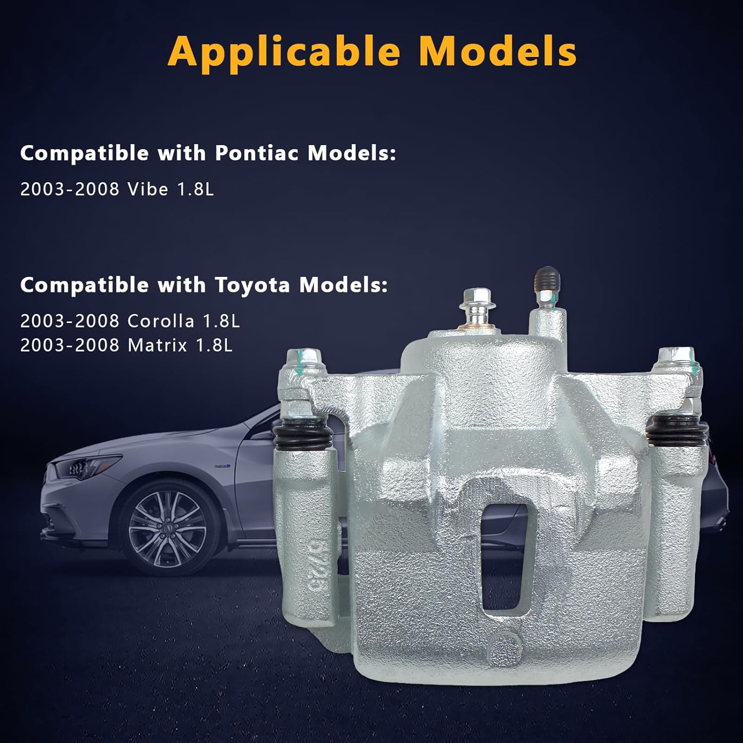 2 Pcs Front Brake Caliper Assembly Fit for Pontiac Vibe 2003-2008, Toyota Corolla 2003-2008, Matrix 2003-2008, Brake Caliper Replacement Part Replace for 19B2698 19B2699