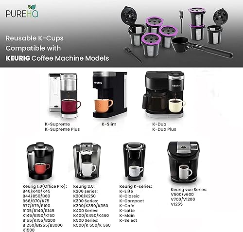 Miniatura 6 de Kit de inicio Keurig de repuesto para cafetera Keurig 2.0 y K-Slim con 3 filtros de carbón y 4 cápsulas de café reutilizables K-Cups