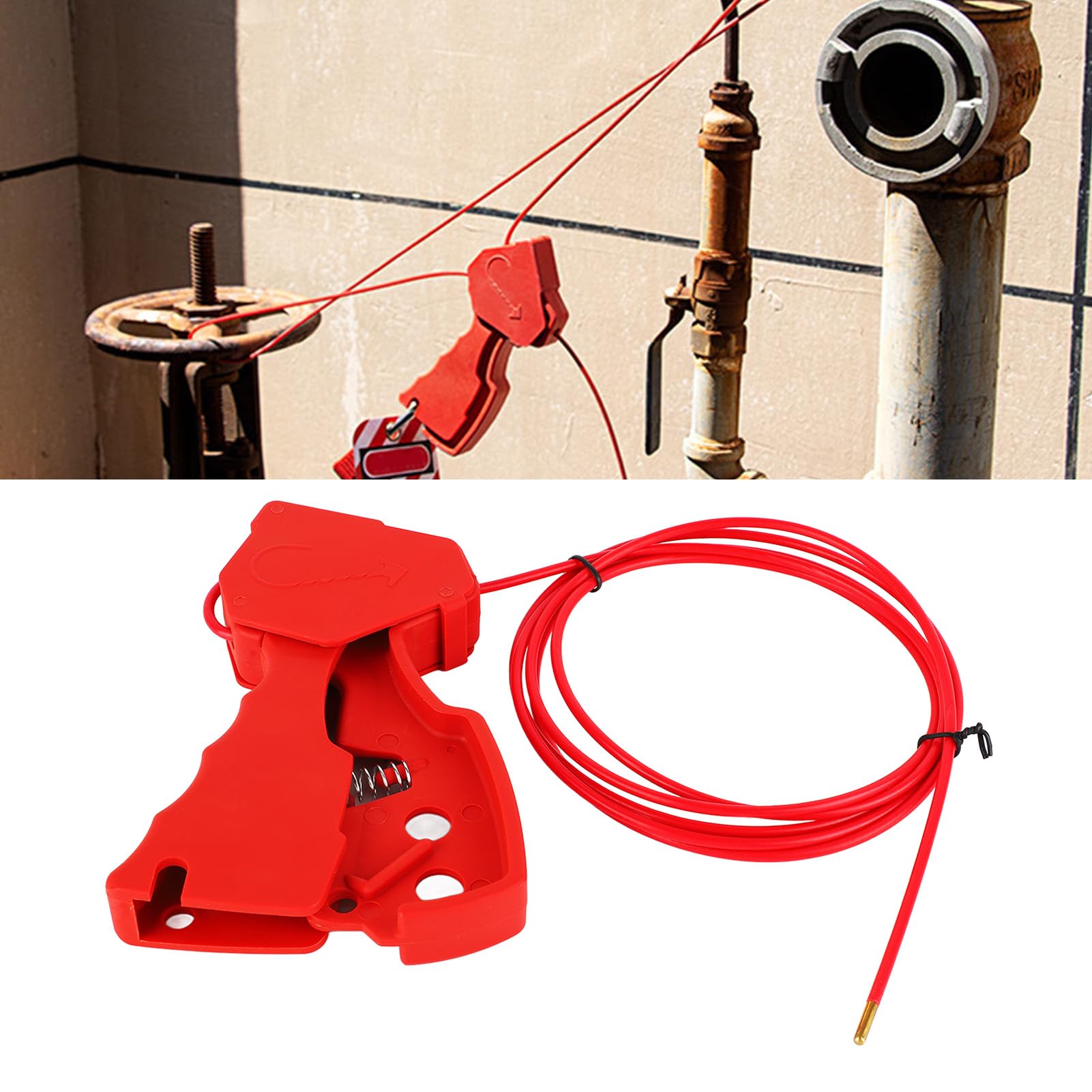 Natudeco Adjustable Cable Lockout Grip Cable Lock Industrial Valve Shutdown Tagout Stainless Steel Safety Lock PVC for Industrial Valve Lock Equipment Maintenance