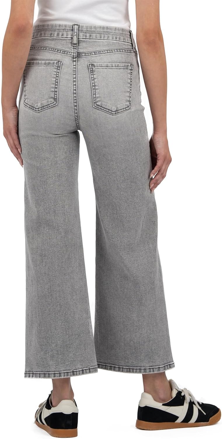 KUT from the Kloth MEG HIGH Rise FAB AB Wide Leg Back Forward Clean Hem