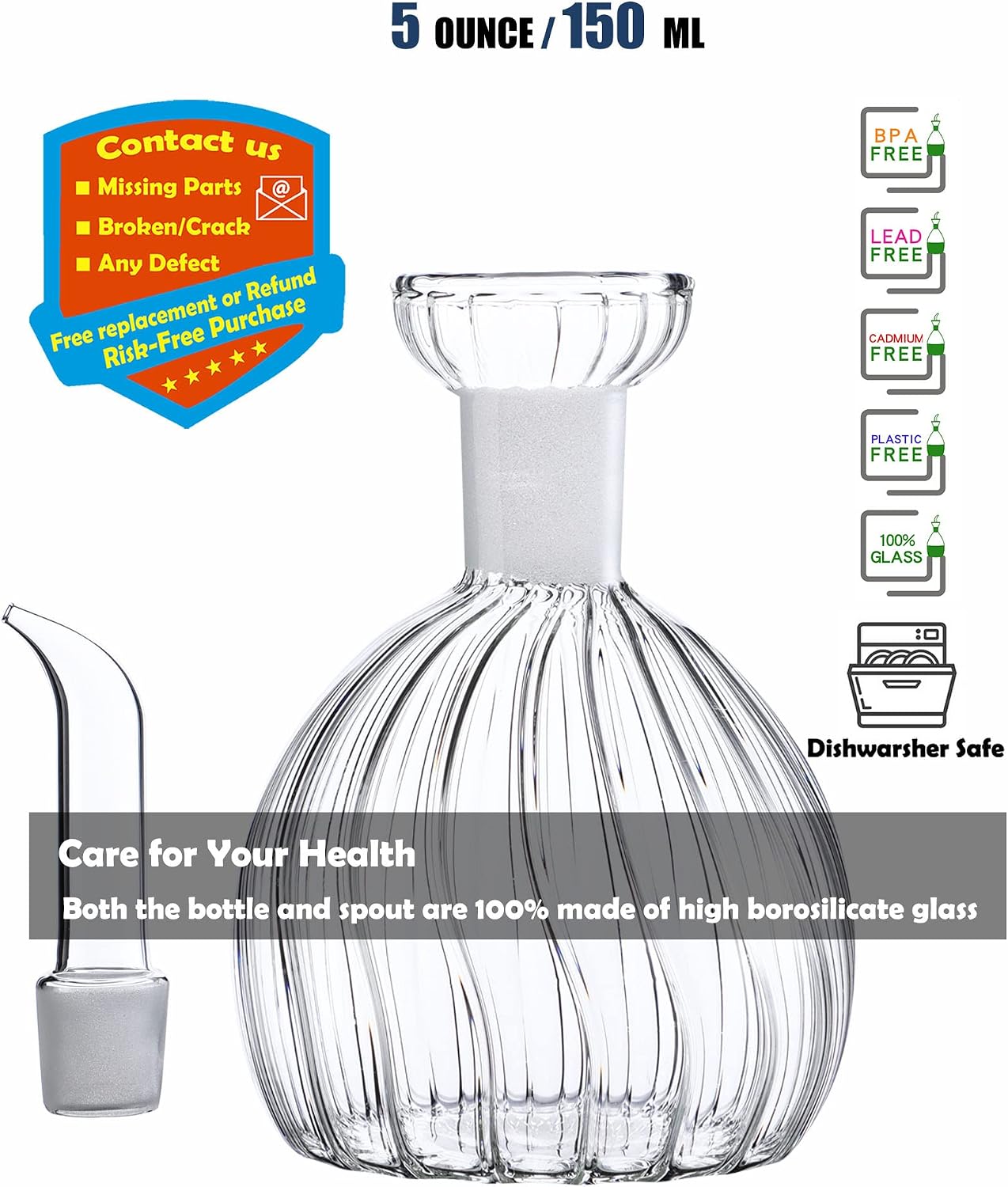 5 oz/150 ml Olive Oil & Vinegar Dispenser with Non Drip Spout - Oil Pourer Dispensing Bottles Soap dispenser for Kitchen BBQ and Bathroom. image 5