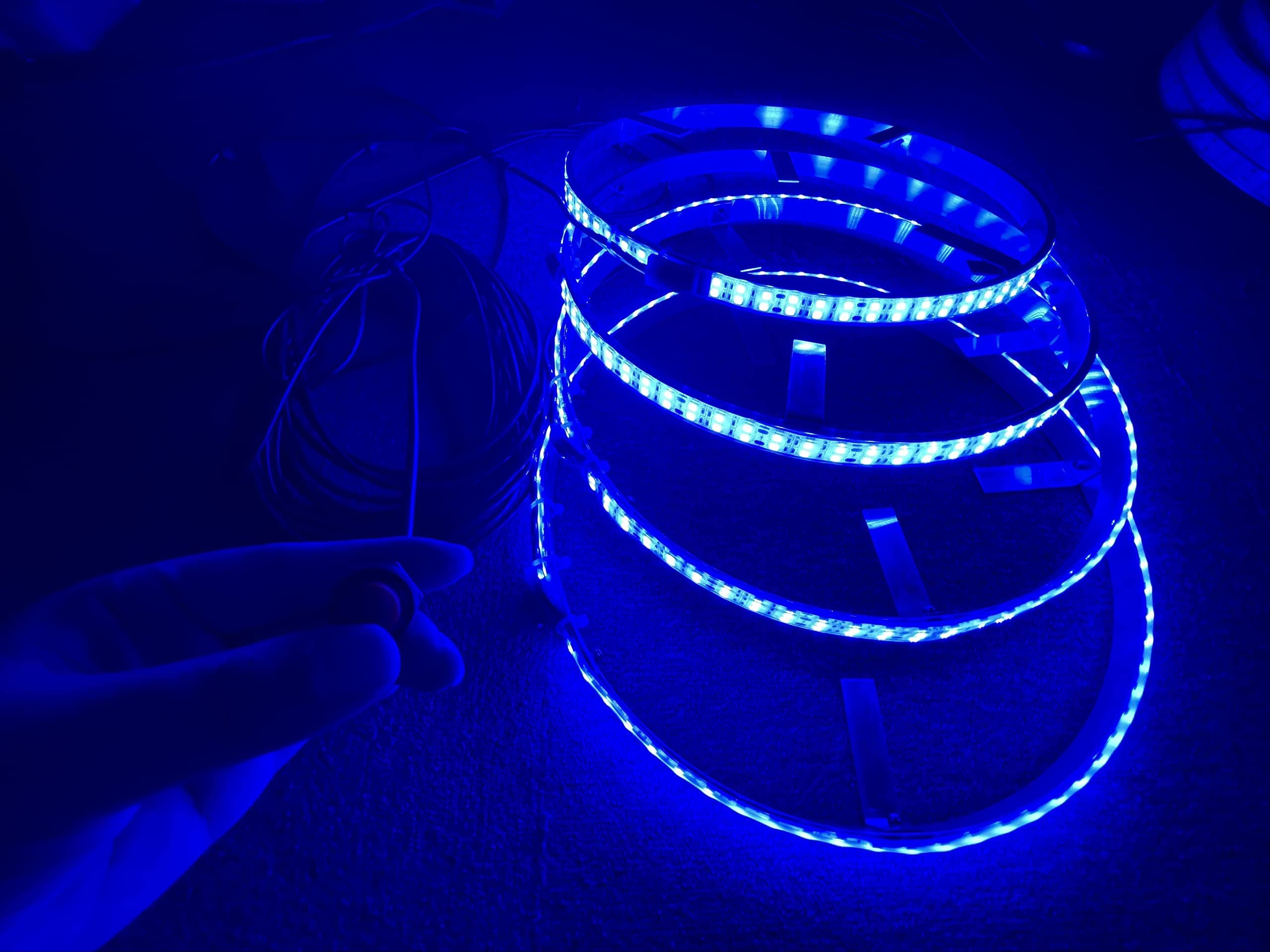 Sando Tech 17.5'' Pure BLUE DOUBLE ROW LED Wheel Lights Solid Color IP68 Waterproof Brightest Wheel Ring Lights Rim Lights Tire Lights Strobe Function Switch Ctrl Light Up for Car Truck Offroad