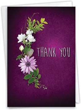 The Best Card Company Thank You Greeting Card with 5 x 7 Inch Envelope 1 Card Many Thanks Purple C6842GTYG