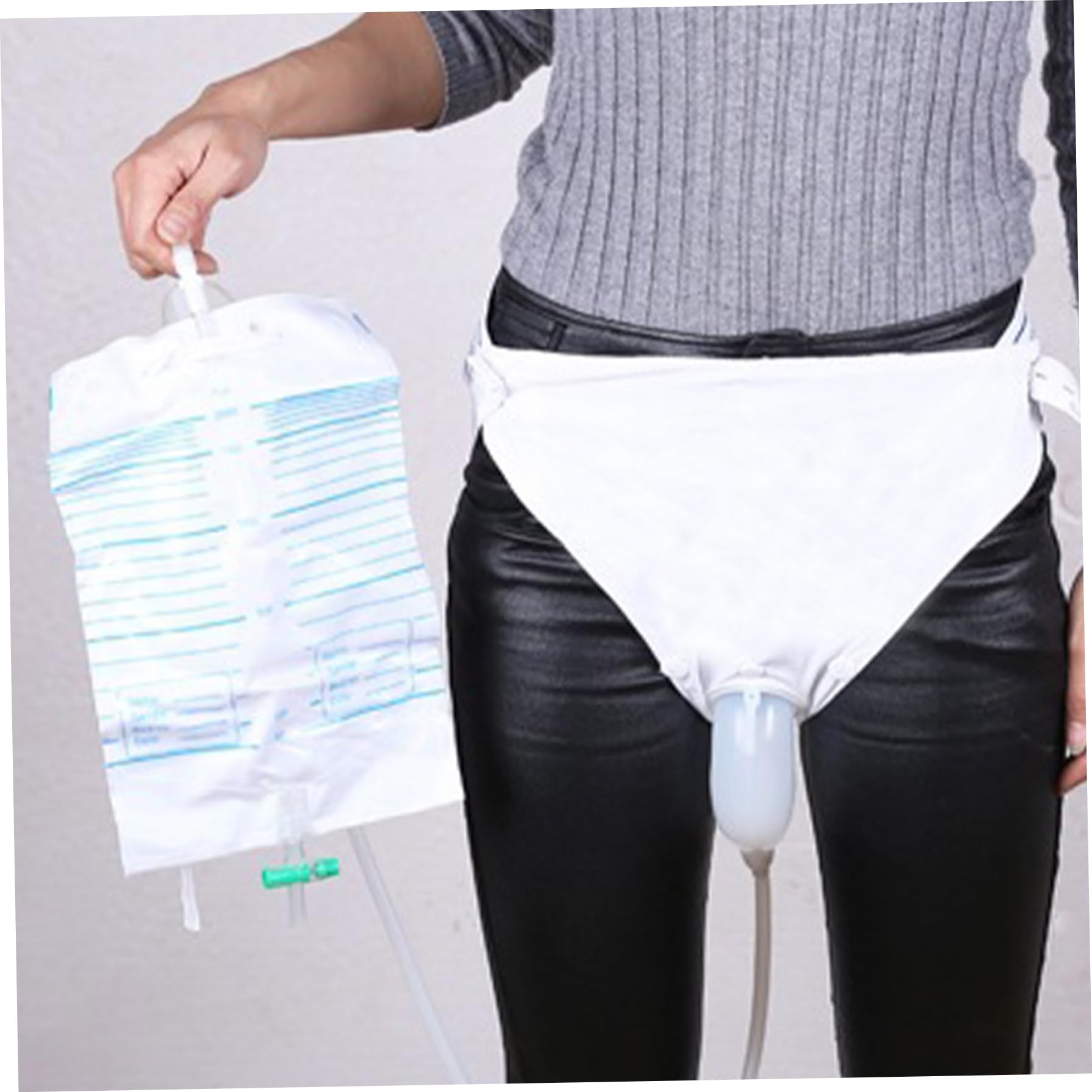 Collezionista di urina, catetere esterno per uomini, collezionista di urine maschili in silicone traspirante con sacca da 2 pcs 1000/2000 ml, sacchetti di catetere portatile riutilizzabili per uomi