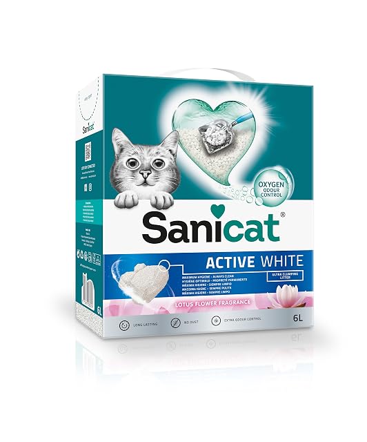 Sanicat - Arena aglomerante Sanicat Active White Flor de Loto para gatos 6 L