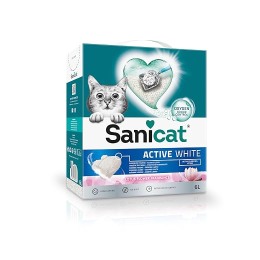 Sanicat - Active White binder sand with lotus flower, made of natural minerals with guaranteed odour control, absorbs moisture and makes cleaning easier, 6L capacity