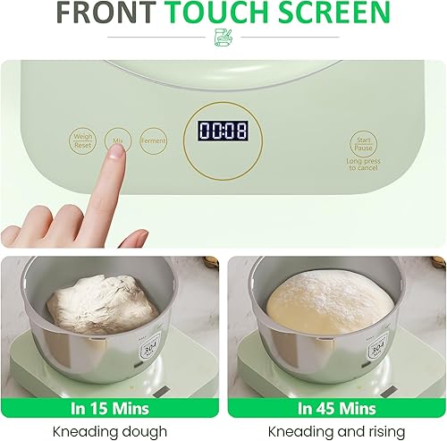 Miniatura 2 de Máquina de masa eléctrica con función de fermento y pesaje, mezclador de masa de 5.2 cuartos con cuenco de acero inoxidable 304, amasadora de harina