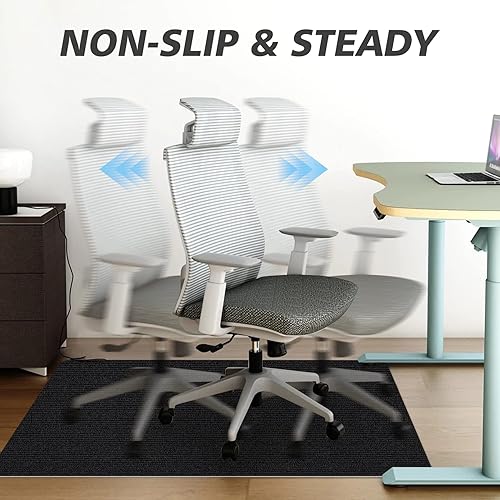 Sycoodeal Office Chair Mat for Hardwood Floor,Office Computer Gaming Chair Mat for Tile Floor,Large Floor Protector Rug,Anti-Slip,Easy to Clean,Pure Black(48"x36")(Dark Black (1 Pack),36*55")