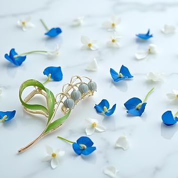 Blue Lily of The Valley Flower Hair Accessories: Metal Hairpins, Jaw Clips, and Barrettes for Thin and Thick Hair