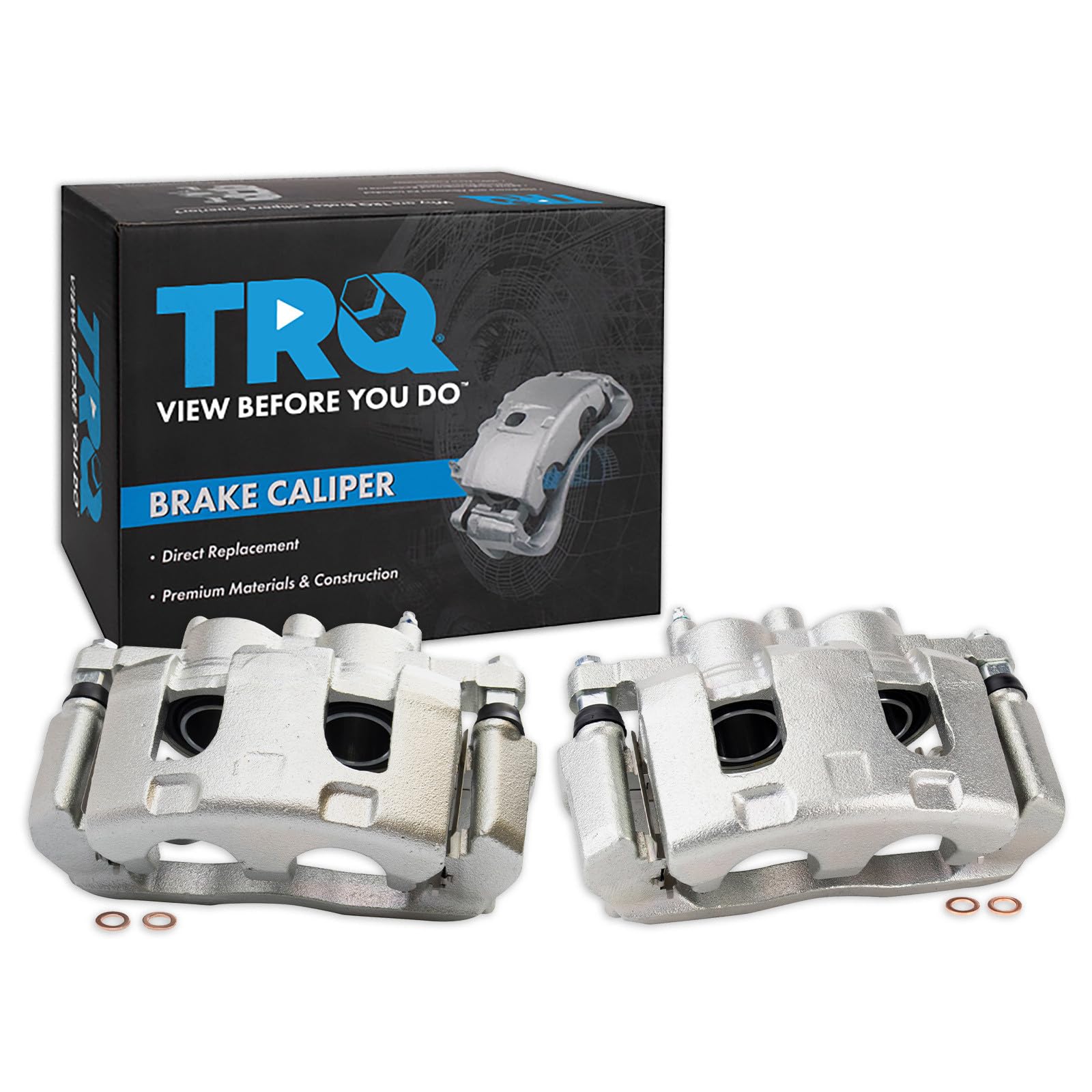 TRQ Front Brake Caliper Set Zinc Coated Brackets