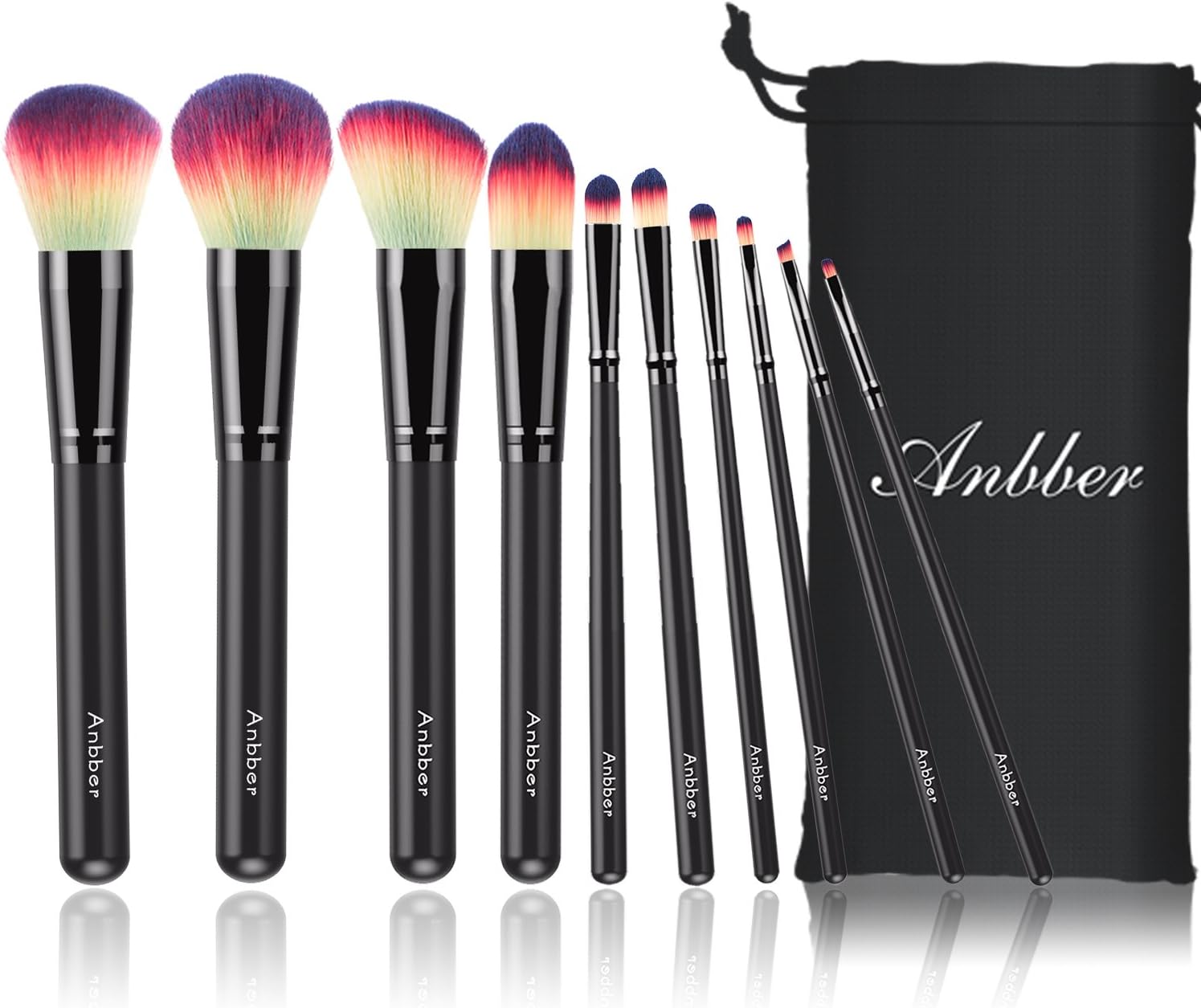 Makeup Brushes, Anbber 10pcs Makeup Brush Set Face Eye Cosmetics Professional Fashion Essential Makeup Brush Kits with Travel Pouch