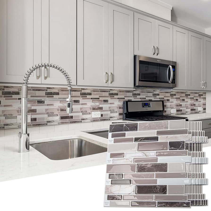Vinyl Decorative Tiles Art3d 10-Sheet Self-Adhesive Tile Backsplash For