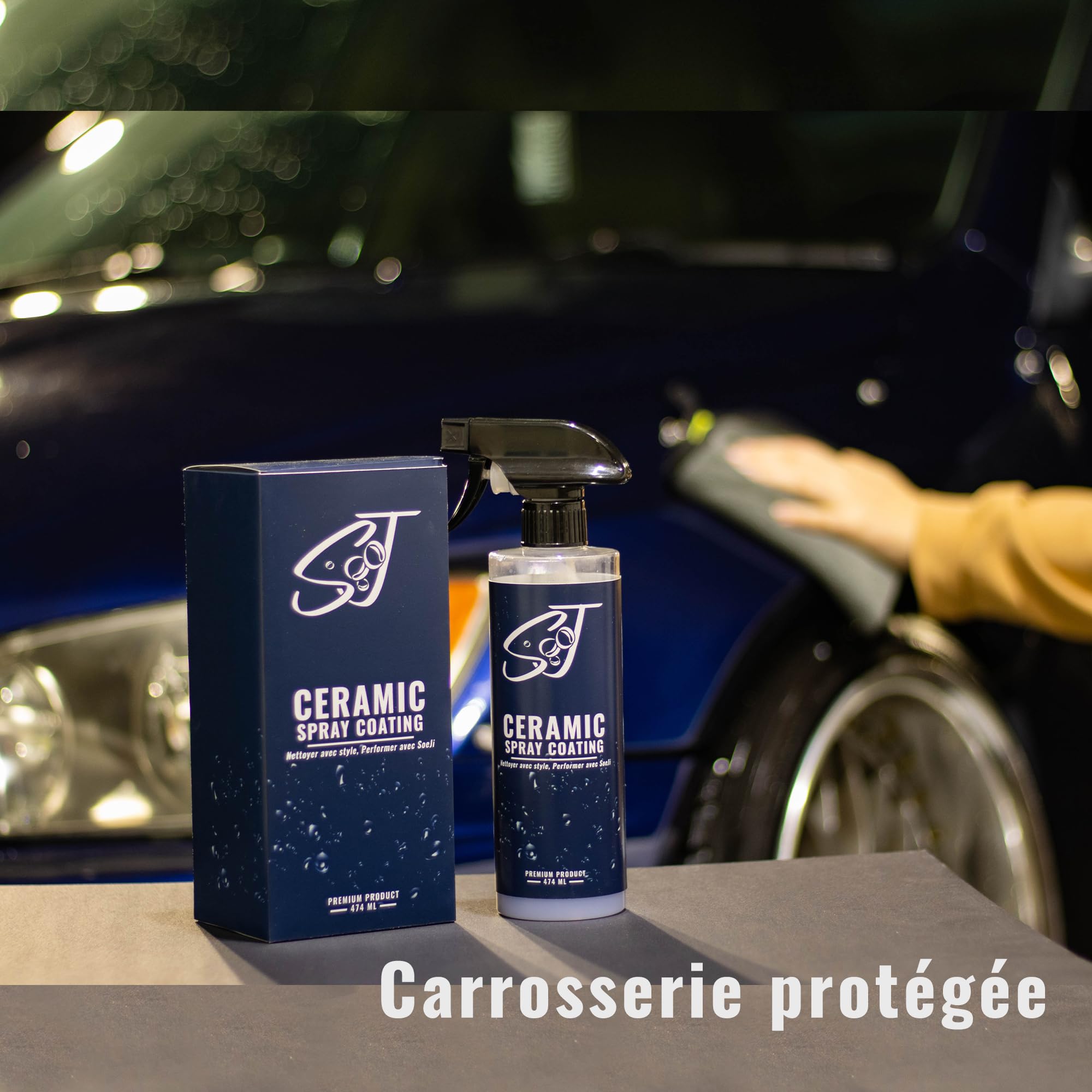 Spray Céramique Voiture + 2 Microfibres – Protection Hydrophobe UV 3 Mois – Brillance Miroir Carrosserie – Revêtement Céramique Auto Facile à Appliquer