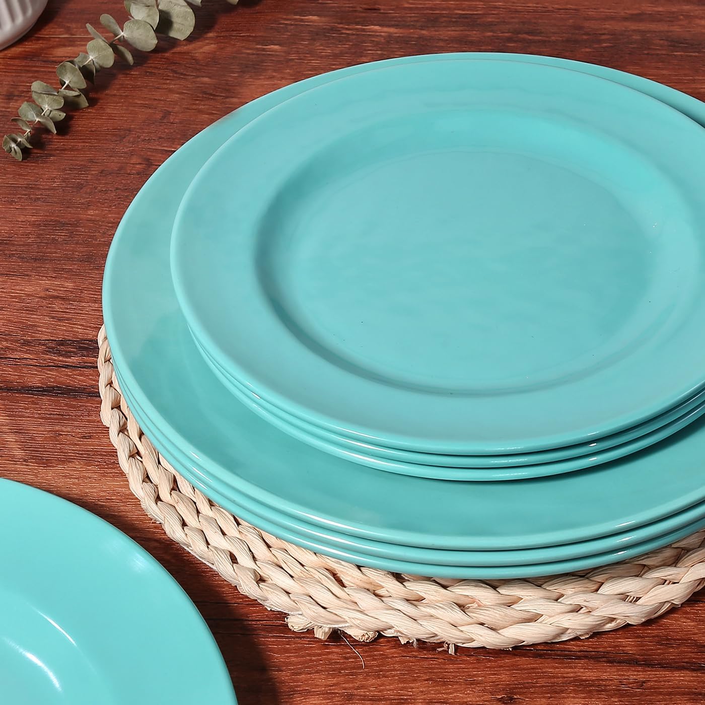 TP 8.5" Melamine Round Dinner Plates, 6-Piece Plate Sets, Teal image 4