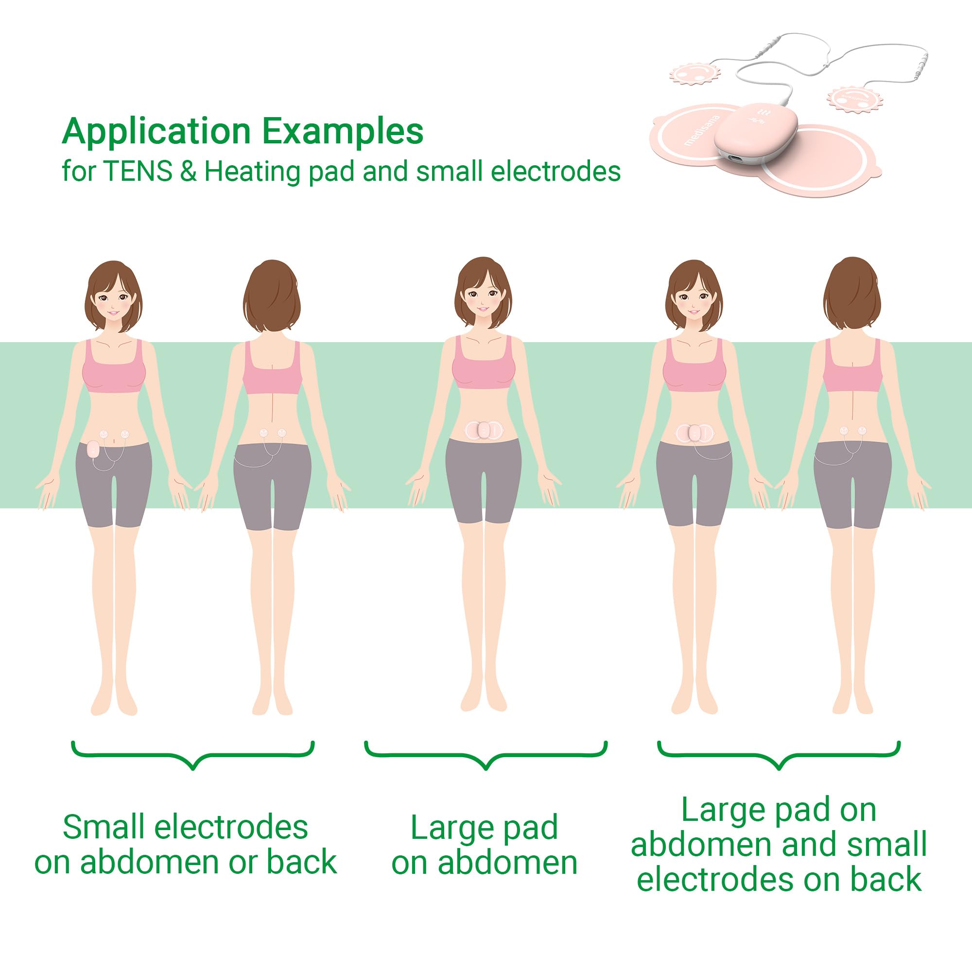 medisana TT 250 menstruacyjny pas z TENS i ciepłem, urządzenie do terapii bólu TENS na bóle menstruacyjne i bóle spowodowane endometriozą, z funkcją ciepła i 2 dodatkowymi elektrodami