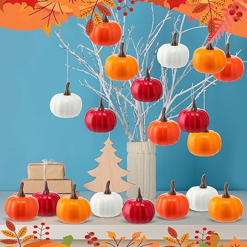 Miniatura 5 de Thyle 48 mini calabazas artificiales a granel de espuma de otoño para Acción de Gracias, adornos falsos de cosecha para otoño, Halloween, fiesta,